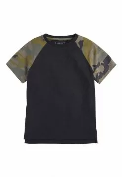Next Kinder CAMOUFLAGE RAGLAN SHORT SLEEVE T-SHIRT (3-16YRS) - T-Shirt Print - Black