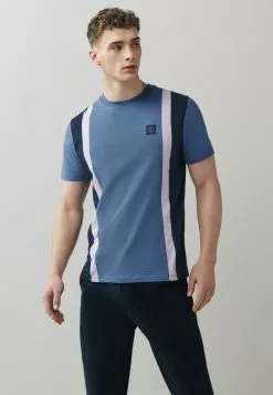 Next Herren BLOCKED - T-Shirt Print - Denim Blue Purple