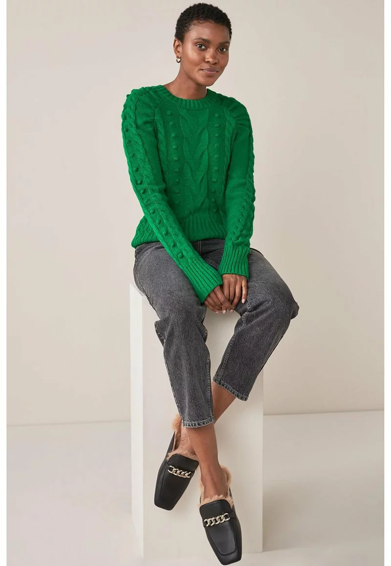 Next Damen PUFF SLEEVE CABLE - Strickpullover - Green 4 Next Damen PUFF SLEEVE CABLE - Strickpullover - Green – Bild 4