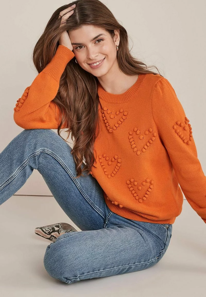 Next Damen POM POM HEART CREW NECK - Strickpullover - Orange 3 Next Damen POM POM HEART CREW NECK - Strickpullover - Orange – Bild 3