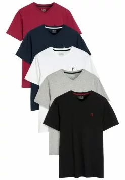 Next Herren 5 PACK - T-Shirt Basic - Black White Grey Red
