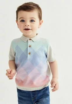 Next Kinder ARGYLE - Poloshirt - Grey Blue