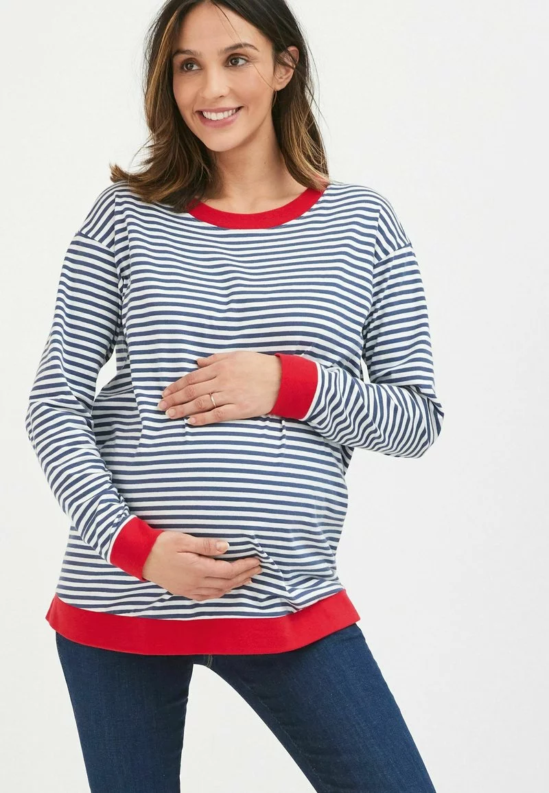 Next Damen MATERNITY LONG SLEEVE STRIPED - Langarmshirt - Blue 1 Next Damen MATERNITY LONG SLEEVE STRIPED - Langarmshirt - Blue