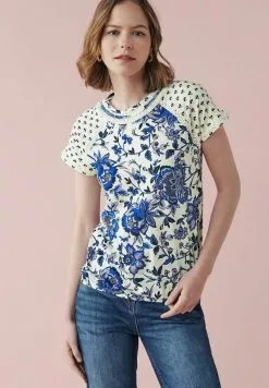 Next Damen BUBBLEHEM RAGLAN - T-Shirt Print - Cream Blue Paisley Print -Next Großes Kaufhaus 863ee5b7551f4501a8d88e9b479e8501