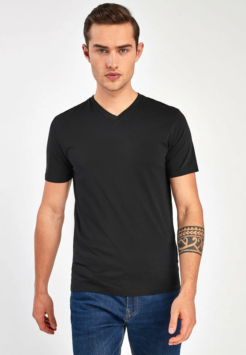 Next V-NECK T-SHIRT-SLIM FIT - T-Shirt Basic - Black | Herren 1 Next V-NECK T-SHIRT-SLIM FIT - T-Shirt Basic - Black | Herren