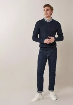 Next Herren MOCK - Strickpullover - Mottled Dark Blue