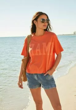 Next Damen ELASTICATED WAIST PAPERBAG - Jeans Shorts - Blue