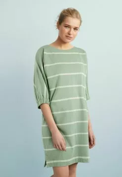 Next BALLOON SLEEVE - Freizeitkleid - Sage Green Stripe | Damen