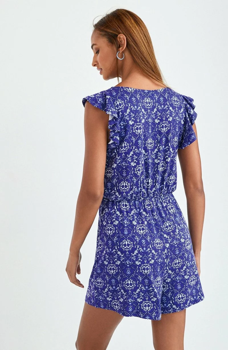 Next Damen SLEEVELESS BUTTON FRONT - Jumpsuit - Navy Blue Print 2 Next Damen SLEEVELESS BUTTON FRONT - Jumpsuit - Navy Blue Print – Bild 2