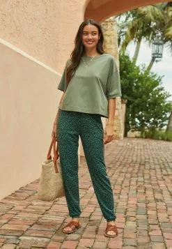 Next Damen BOXY RELAXED FIT - T-Shirt Basic - Khaki