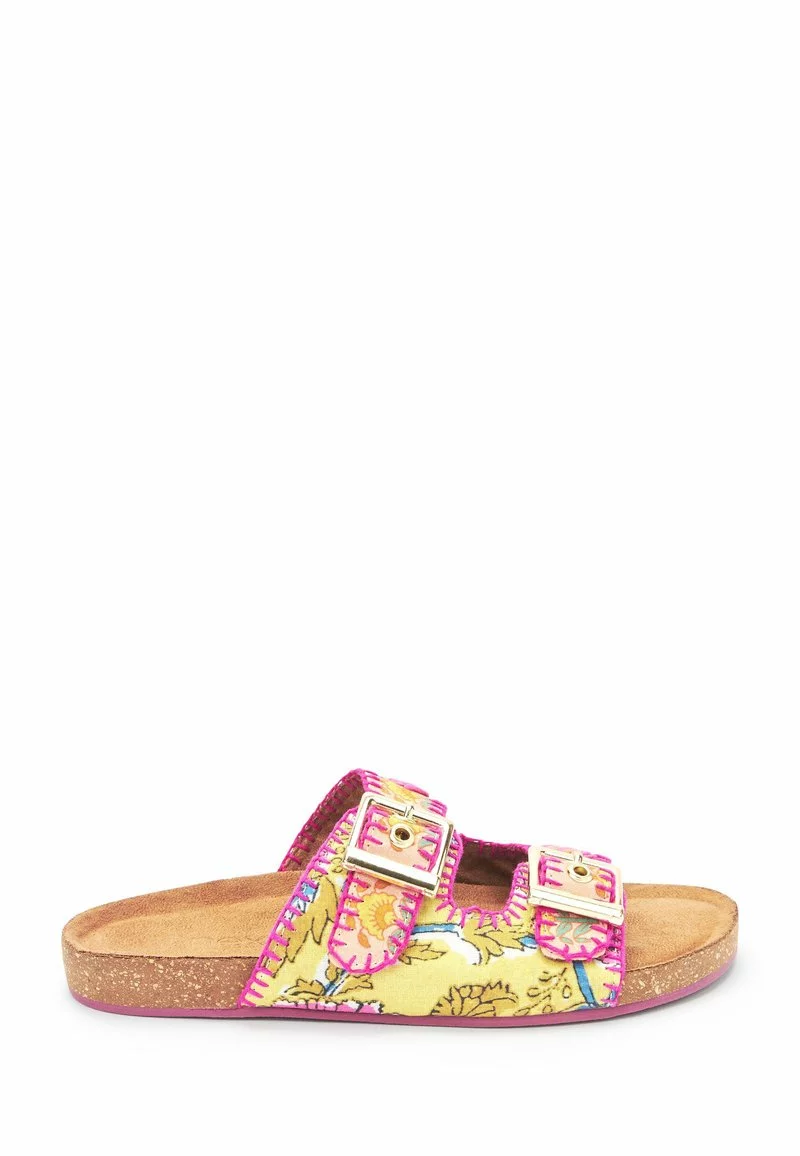 Next Kinder CORKBED - Pantolette Flach - Yellow /pink 1 Next Kinder CORKBED - Pantolette Flach - Yellow /pink