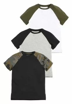 Next Kinder CAMOUFLAGE 3 PACK CAMO SHORT SLEEVE RAGLAN T-SHIRTS (3-16YRS) - T-Shirt Print - Black