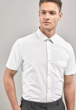 Next Herren WHITE SLIM FIT SHORT SLEEVE EASY CARE SHORT SLEEVE SHIRT - Hemd - White