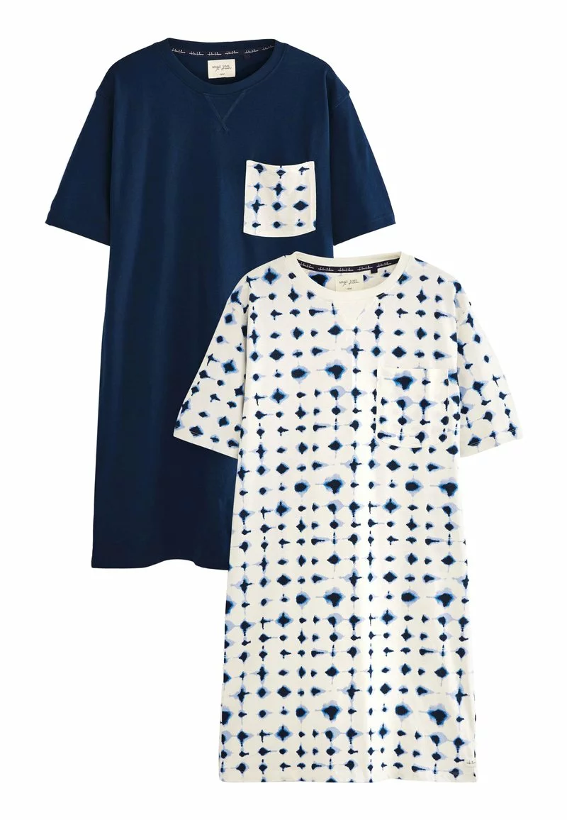 Next Damen 2 PACK - Nachthemd - Blue White Ikat Print 1 Next Damen 2 PACK - Nachthemd - Blue White Ikat Print