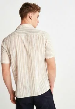 Next Herren SHORT SLEEVE STRIPE - Hemd - Neutral Linen Blend -Next Großes Kaufhaus 939a57e915bf494a86f587f4116b80f4