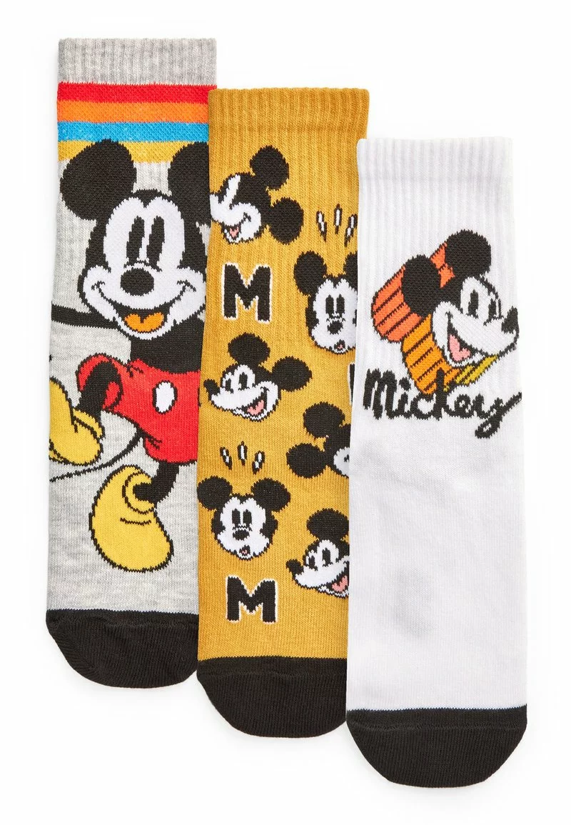 Next 3 PACK - Socken - Grey Yellow Mickey Mouse | Kinder 1 Next 3 PACK - Socken - Grey Yellow Mickey Mouse | Kinder