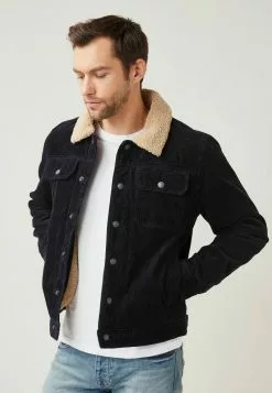 Next Herren BORG COLLARED CORD TRUCKER - Übergangsjacke - Navy