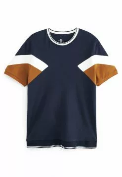 Next Herren BLOCKED - T-Shirt Print - Navy Blue Tan Brown -Next Großes Kaufhaus 9a93e454c0044eb08e1836a9fb62d293