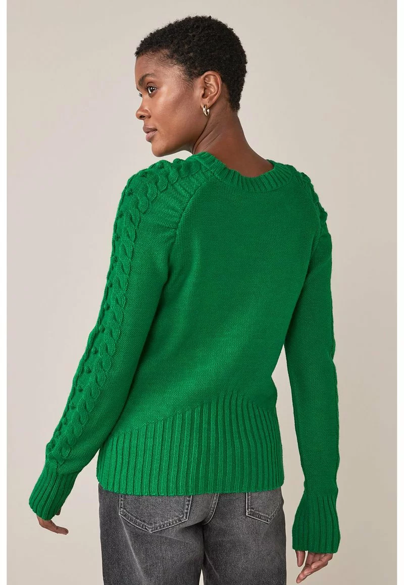 Next Damen PUFF SLEEVE CABLE - Strickpullover - Green 2 Next Damen PUFF SLEEVE CABLE - Strickpullover - Green – Bild 2