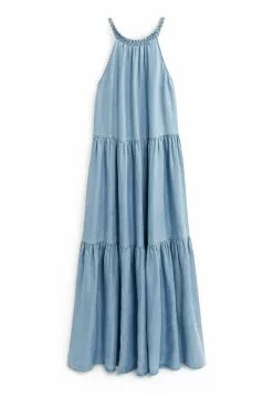 Damen NEXT TENCEL PLAIT NECK TIERED - Jeanskleid - Blue