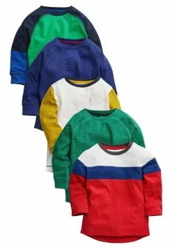 Next Unisex COLOURBLOCK LONG SLEEVE T-SHIRTS 5 PACK - Langarmshirt - Green