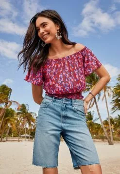 Next Damen LONGLINE STRAIGHT - Jeans Shorts - Bleach Blue