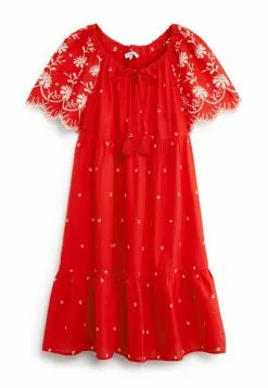 Next Damen SHORT SLEEVE BRODERIE MINI KAFTAN - Freizeitkleid - Red -Next Großes Kaufhaus 9d92e8b46381479bada8c65f1767d26f