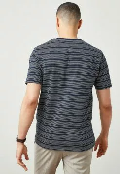 Next Herren T-Shirt Print - Navy Blue Textured