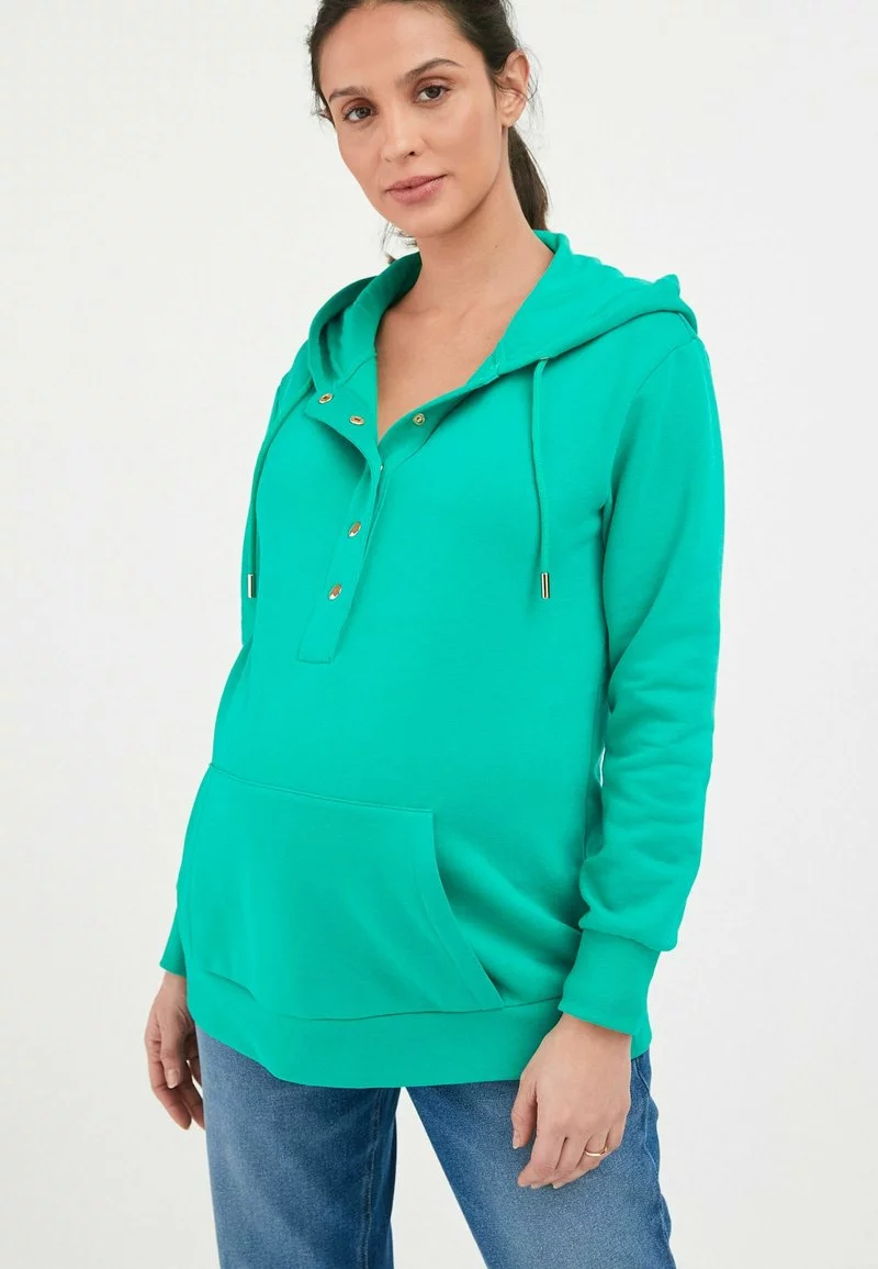 Next Damen POPPER FRONT - Kapuzenpullover - Green 1 Next Damen POPPER FRONT - Kapuzenpullover - Green
