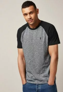 Next Herren BLOCK - T-Shirt Print - Charcoal Marl Raglan