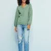 Next QUILTED V NECK - Sweatshirt - Green | Damen