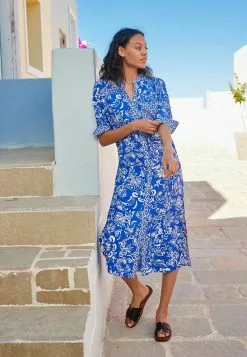 Next Damen Hemdbluse - Blue White Floral