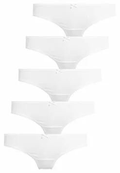 Next Damen COTTON BLEND THONGS FIVE PACK - String - White