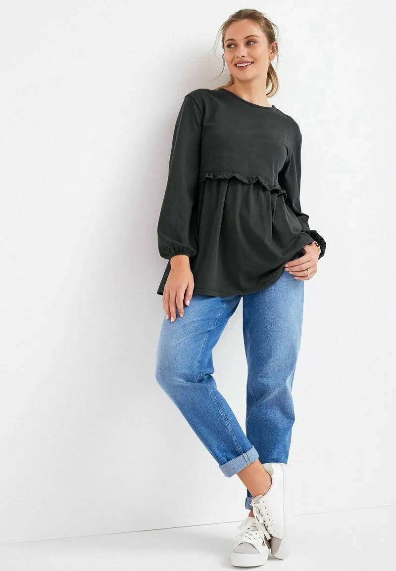 Next RUFFLE LAYER - Langarmshirt - Grey | Damen 1 Next RUFFLE LAYER - Langarmshirt - Grey | Damen