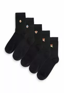 Next Damen EMBROIDERED MOTIF ANKLE 5 PACK - Socken - Black