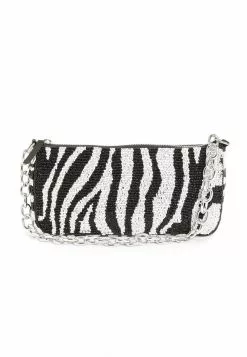 Next BEADED SMALL - Clutch - Black White Zebra Print | Damen