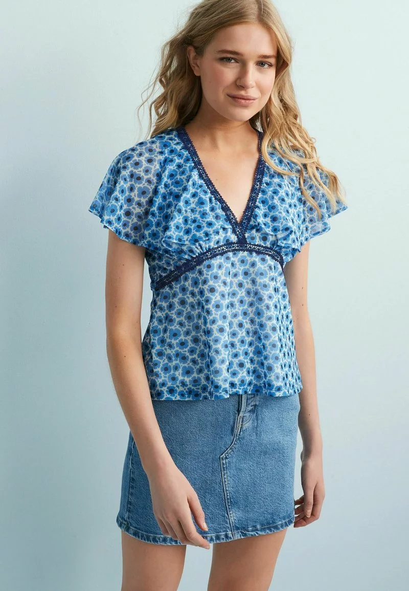 Next Damen FLUTED - Bluse - Blue Jubilee Print 1 Next Damen FLUTED - Bluse - Blue Jubilee Print
