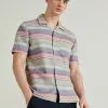 Next Herren SHORT SLEEVE STRIPE - Hemd - Green/pink