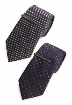 Next Herren TEXTURED 2 PACK WITH CLIP - Krawatte - Red Burgundy