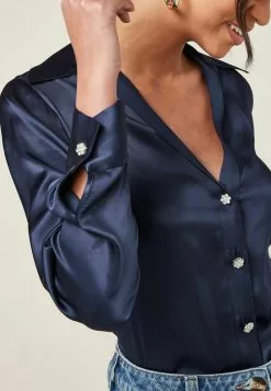 Next Damen BLING BUTTON - Hemdbluse - Navy Blue -Next Großes Kaufhaus aa29792f7b954aa6837ce1aa0c51a184