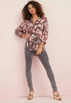 Next Damen SHEER LONGLINE - Hemdbluse - Pink Tie Dye