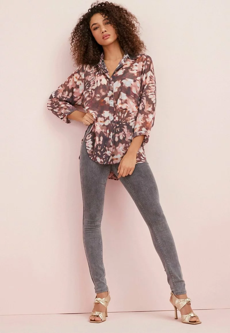 Next Damen SHEER LONGLINE - Hemdbluse - Pink Tie Dye 1 Next Damen SHEER LONGLINE - Hemdbluse - Pink Tie Dye