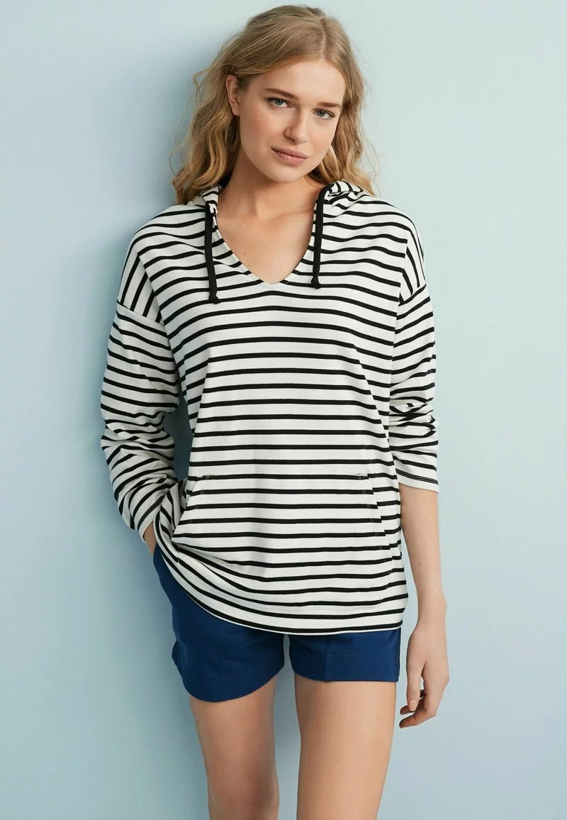 Next Damen SHORT SLEEVE PONCHO - Sweatshirt - Black White 2 Next Damen SHORT SLEEVE PONCHO - Sweatshirt - Black White – Bild 2