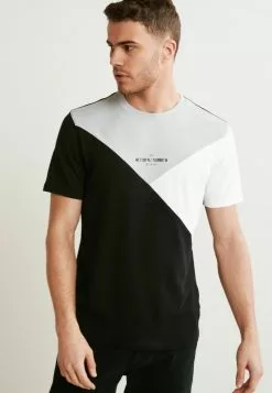 Next BLOCKED - T-Shirt Print - Black Grey Mono | Herren