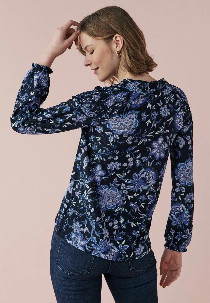 Next Damen LONG SLEEVE SHIRRED - Langarmshirt - Navy Blue Floral 2 Next Damen LONG SLEEVE SHIRRED - Langarmshirt - Navy Blue Floral – Bild 2