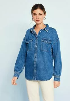 Next Damen GATHERED SHOULDER DETAIL - Hemdbluse - Dark Blue