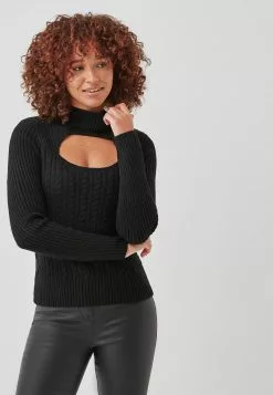 Next Damen CUT OUT - Strickpullover - Black