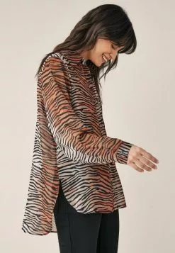 Next Damen SHEER LONGLINE - Hemdbluse - Brown Animal -Next Großes Kaufhaus b8a7fdafcddd43bbb1a91bbe9dcfd02e