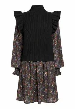Next Damen MIT ROLLKRAGEN - Strickkleid - Black