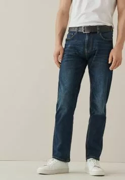 Next Herren BELTED WITH STRETCH - Jeans Straight Leg - Blue